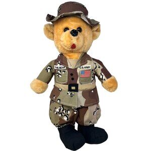 U.S. Army Soldier Camouflage Stuffed Plush‎ Bear Roni Toy 22" Tall Vintage